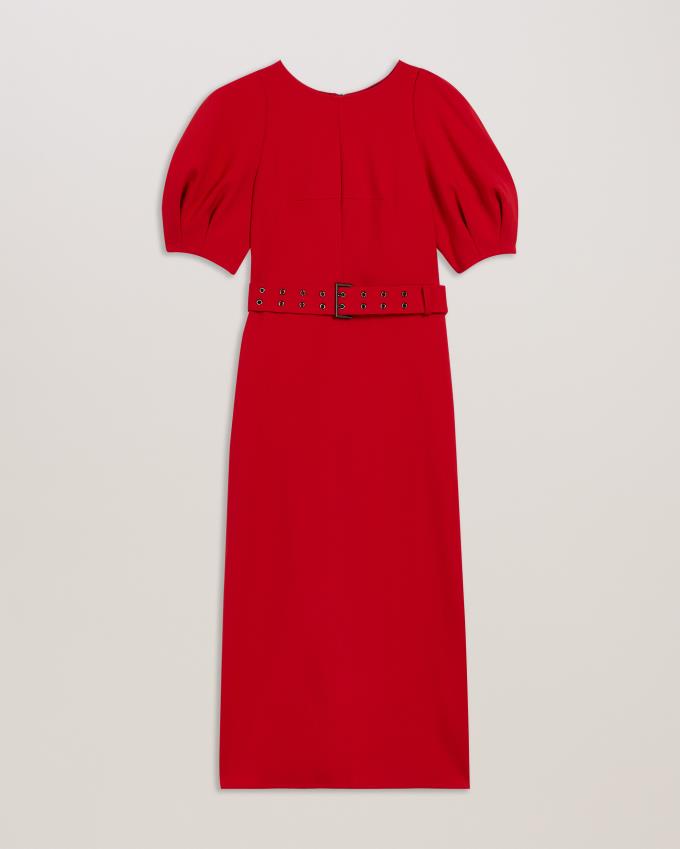 Peignoir Ted Baker Puff Sleeve Midi With Belt Rouge Femme | DEE-60470961